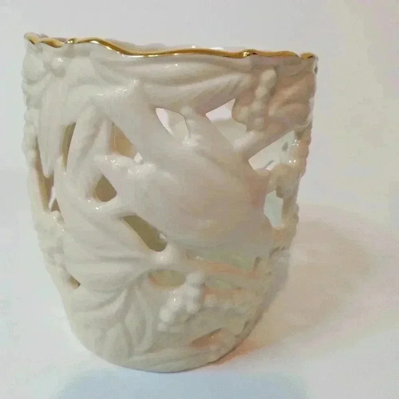 Lenox Votive/Tealight Candle Holder Filigree Forest Line 4"s w 24kt Gold Trim - Picture 7 of 7